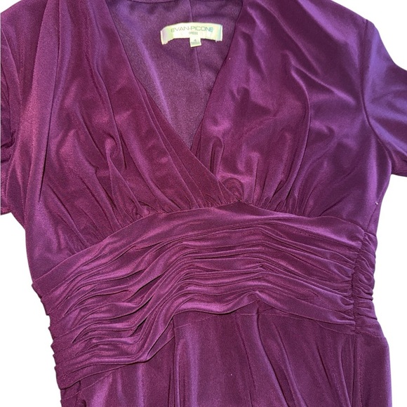 Evan Picone Purple A-Line Wrap Midi Dress - Picture 4 of 9